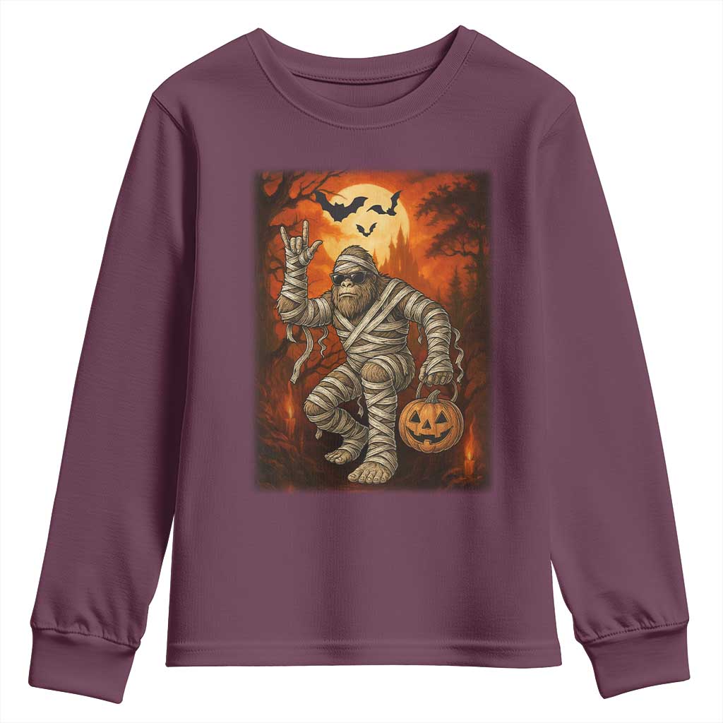 Halloween Mummy Bigfoot Youth Sweatshirt Funny Cryptid Gift - Wonder Print Shop
