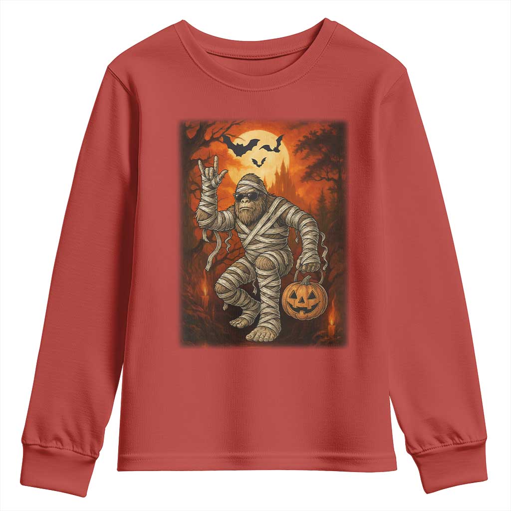 Halloween Mummy Bigfoot Youth Sweatshirt Funny Cryptid Gift - Wonder Print Shop