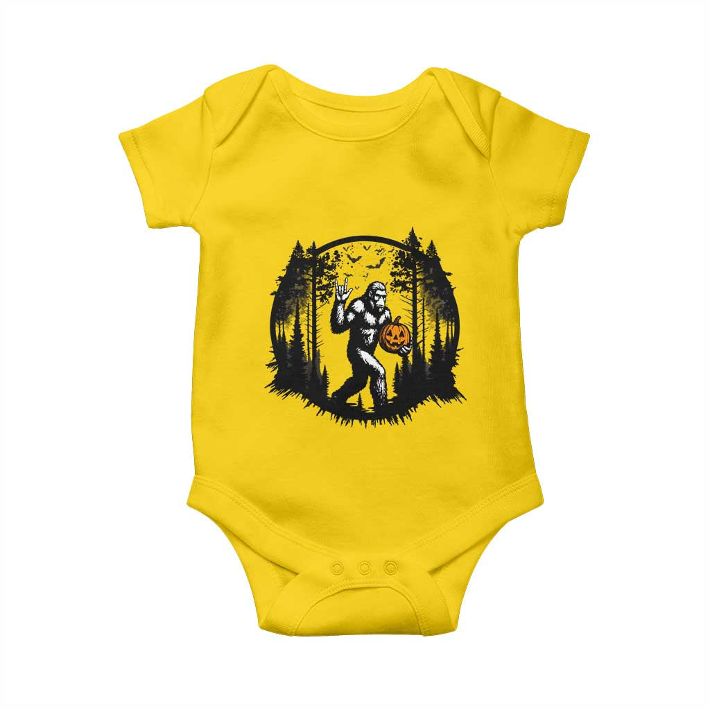Funny Halloween Bigfoot With Jack O Lantern Baby Onesie - Wonder Print Shop