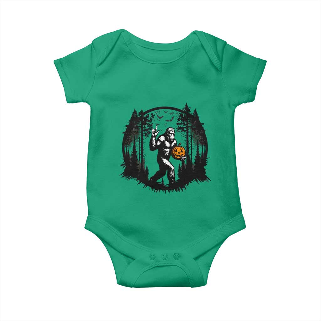 Funny Halloween Bigfoot With Jack O Lantern Baby Onesie - Wonder Print Shop