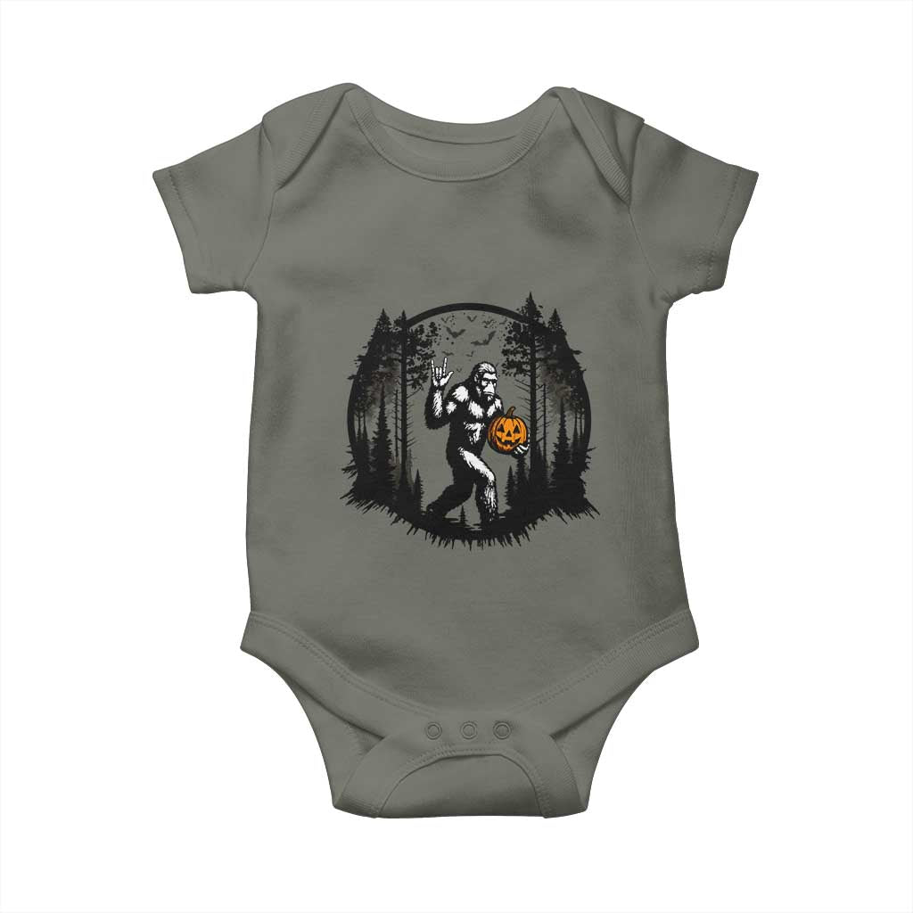 Funny Halloween Bigfoot With Jack O Lantern Baby Onesie - Wonder Print Shop