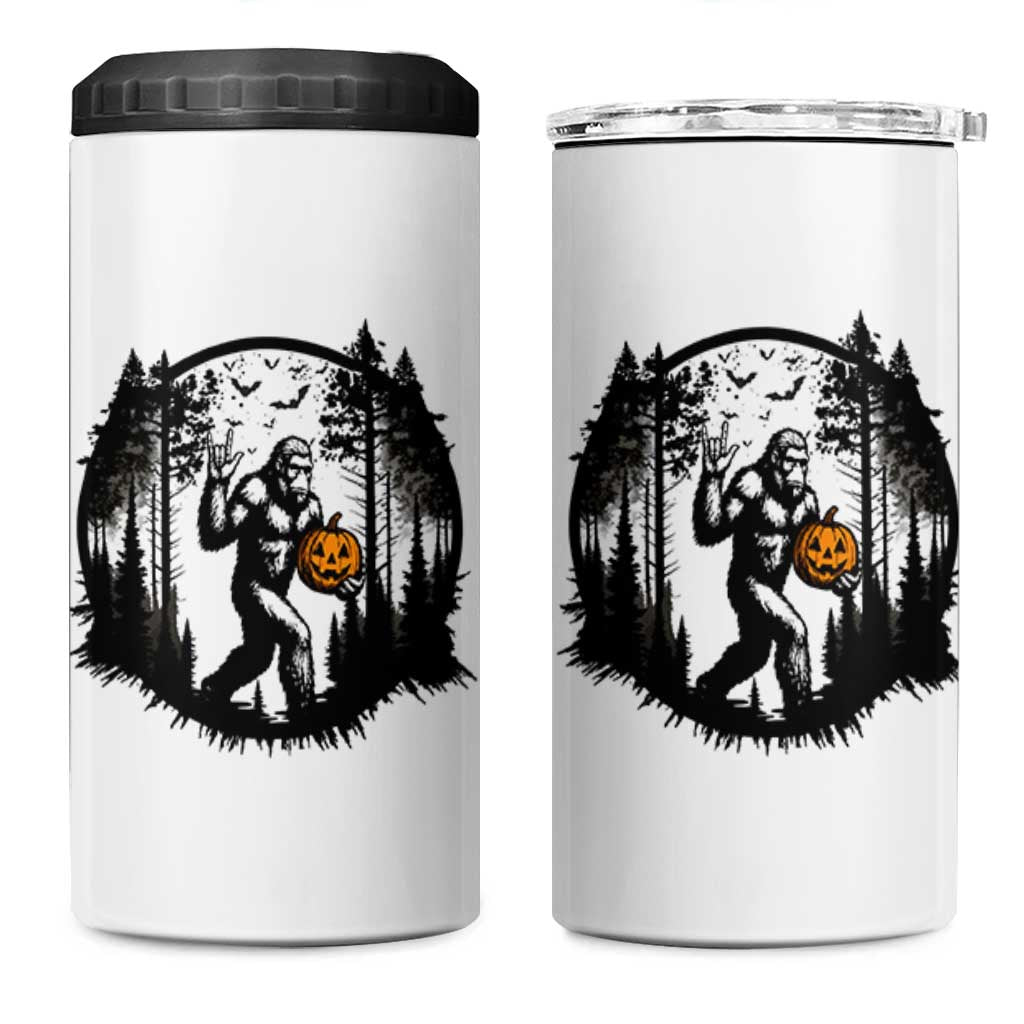 Funny Halloween Bigfoot With Jack O Lantern 4 in 1 Can Cooler Tumbler