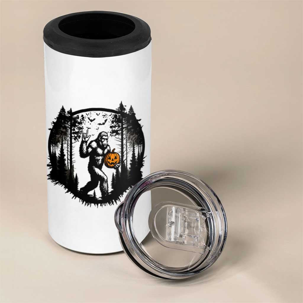 Funny Halloween Bigfoot With Jack O Lantern 4 in 1 Can Cooler Tumbler