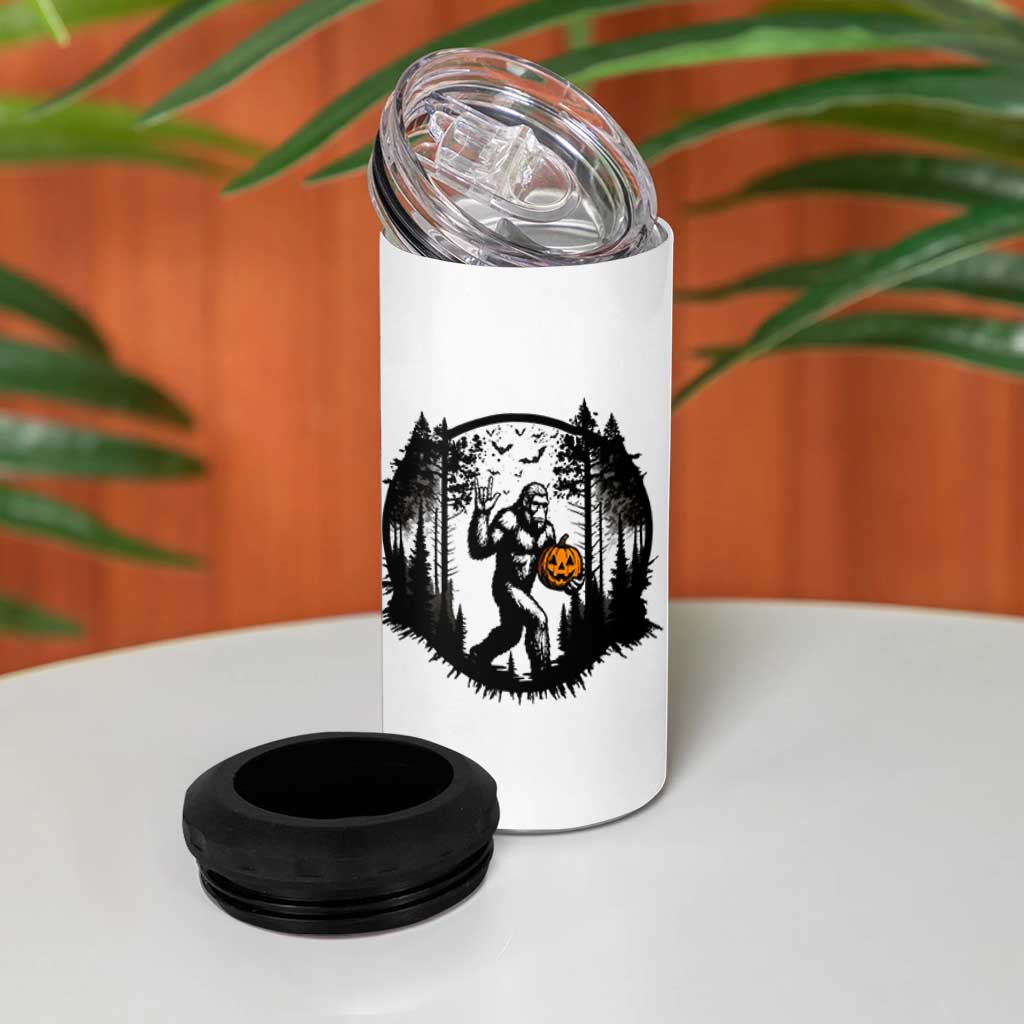 Funny Halloween Bigfoot With Jack O Lantern 4 in 1 Can Cooler Tumbler