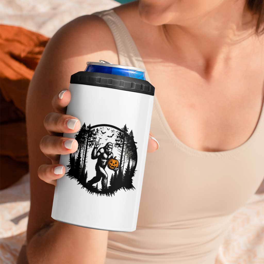 Funny Halloween Bigfoot With Jack O Lantern 4 in 1 Can Cooler Tumbler