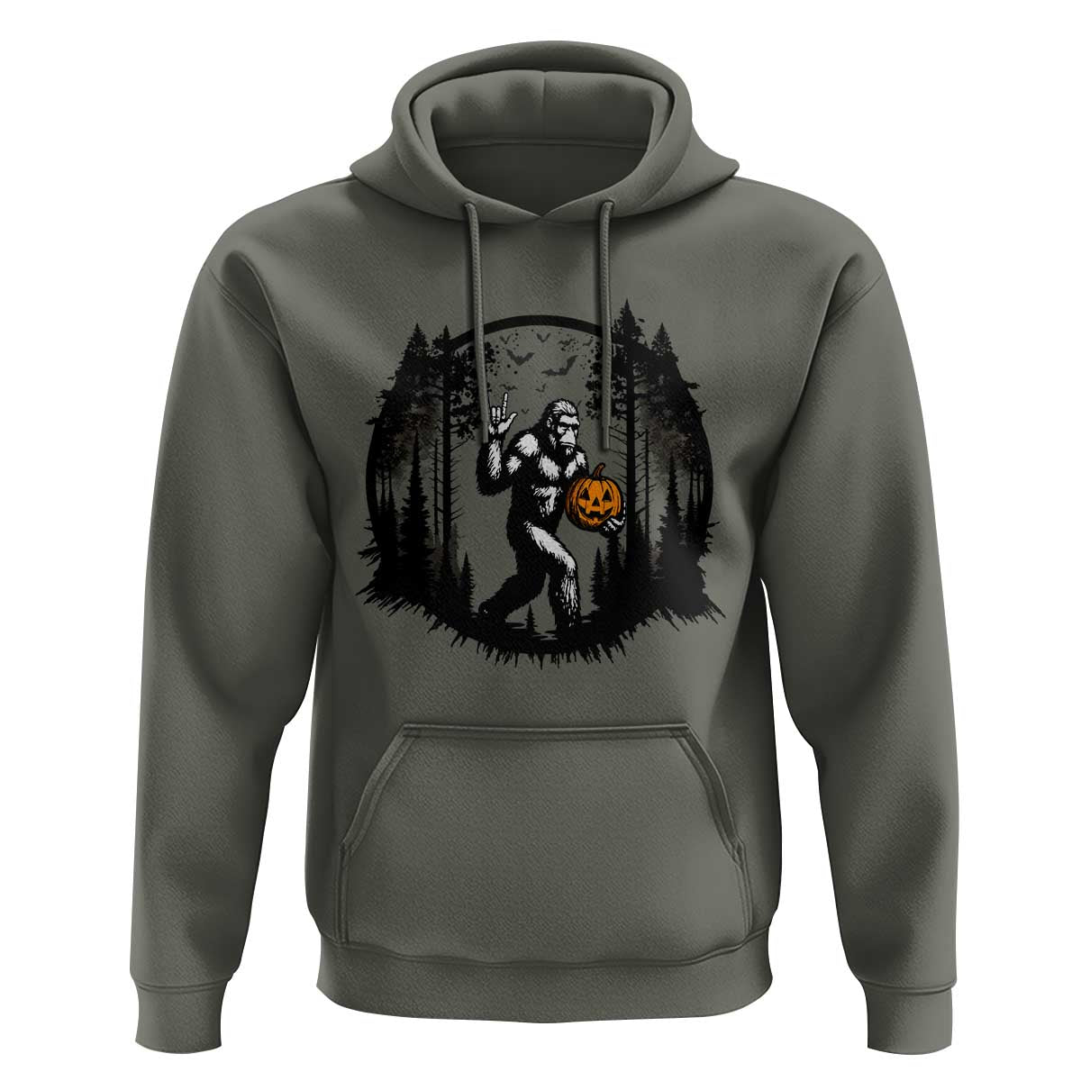 Funny Halloween Bigfoot With Jack O Lantern Hoodie - Wonder Print Shop