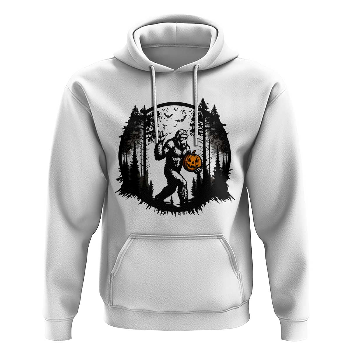 Funny Halloween Bigfoot With Jack O Lantern Hoodie - Wonder Print Shop