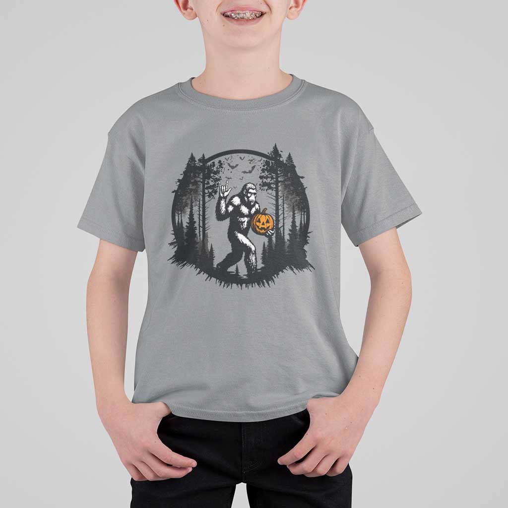 Funny Halloween Bigfoot With Jack O Lantern T Shirt For Kid - Wonder Print Shop