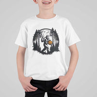 Funny Halloween Bigfoot With Jack O Lantern T Shirt For Kid - Wonder Print Shop