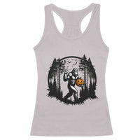 Funny Halloween Bigfoot With Jack O Lantern Racerback Tank Top - Wonder Print Shop