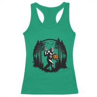 Funny Halloween Bigfoot With Jack O Lantern Racerback Tank Top - Wonder Print Shop