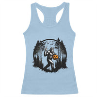Funny Halloween Bigfoot With Jack O Lantern Racerback Tank Top - Wonder Print Shop