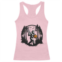 Funny Halloween Bigfoot With Jack O Lantern Racerback Tank Top - Wonder Print Shop