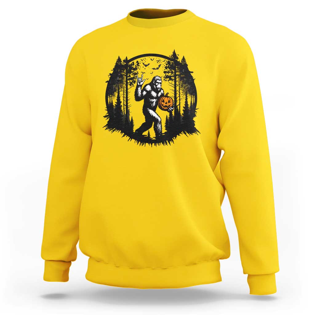 Funny Halloween Bigfoot With Jack O Lantern Sweatshirt - Wonder Print Shop