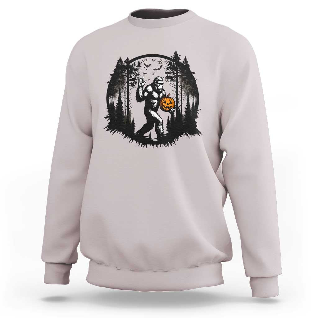 Funny Halloween Bigfoot With Jack O Lantern Sweatshirt - Wonder Print Shop