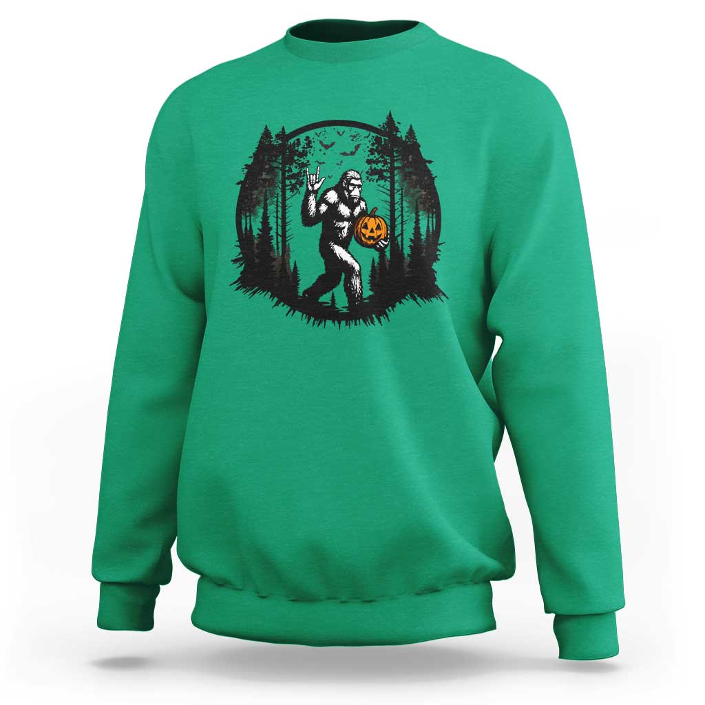 Funny Halloween Bigfoot With Jack O Lantern Sweatshirt - Wonder Print Shop