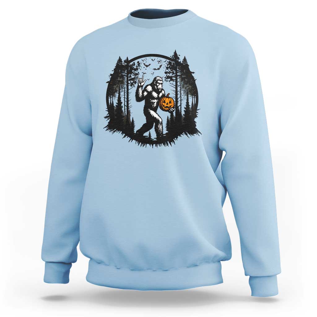 Funny Halloween Bigfoot With Jack O Lantern Sweatshirt - Wonder Print Shop