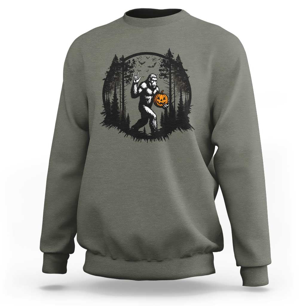 Funny Halloween Bigfoot With Jack O Lantern Sweatshirt - Wonder Print Shop