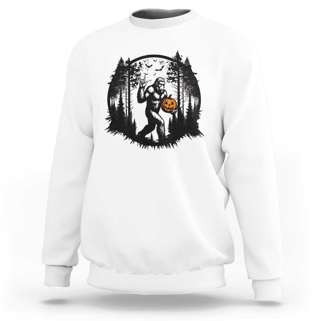 Funny Halloween Bigfoot With Jack O Lantern Sweatshirt - Wonder Print Shop