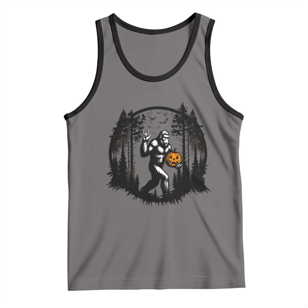 Funny Halloween Bigfoot With Jack O Lantern Tank Top - Wonder Print Shop