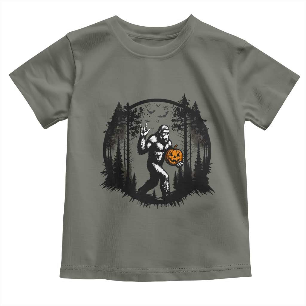Funny Halloween Bigfoot With Jack O Lantern Toddler T Shirt - Wonder Print Shop