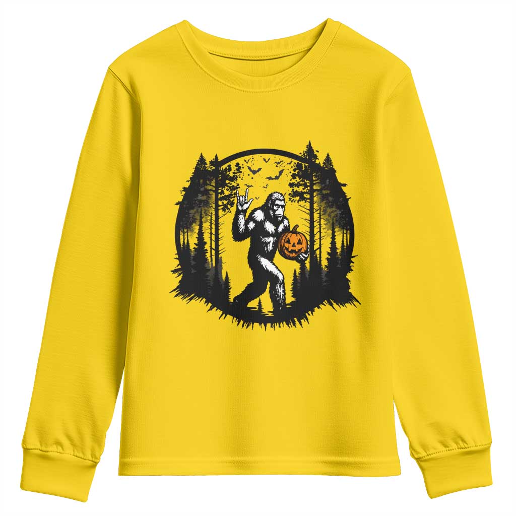 Funny Halloween Bigfoot With Jack O Lantern Youth Sweatshirt - Wonder Print Shop