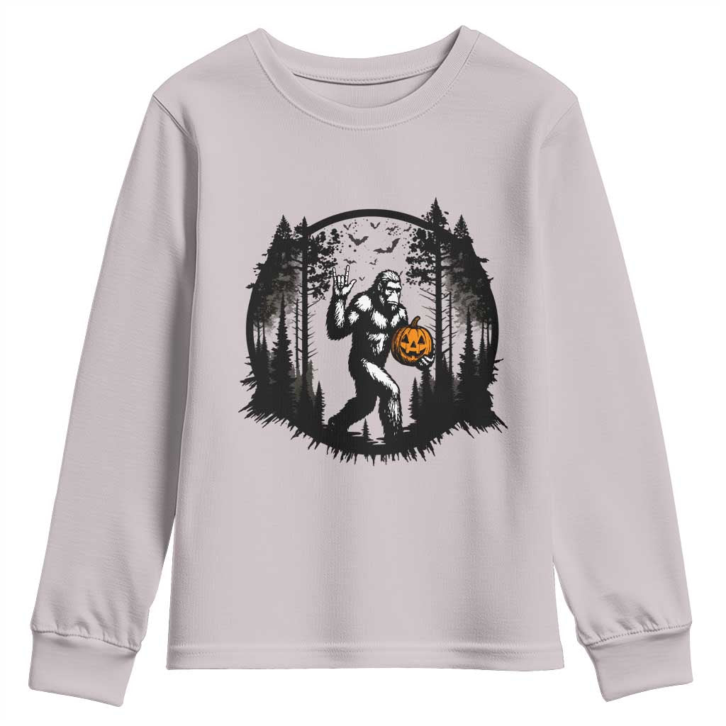 Funny Halloween Bigfoot With Jack O Lantern Youth Sweatshirt - Wonder Print Shop