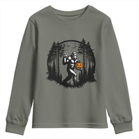 Funny Halloween Bigfoot With Jack O Lantern Youth Sweatshirt - Wonder Print Shop