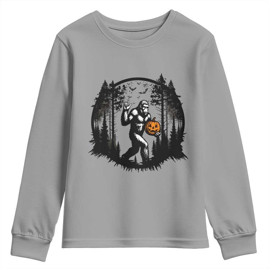Funny Halloween Bigfoot With Jack O Lantern Youth Sweatshirt - Wonder Print Shop