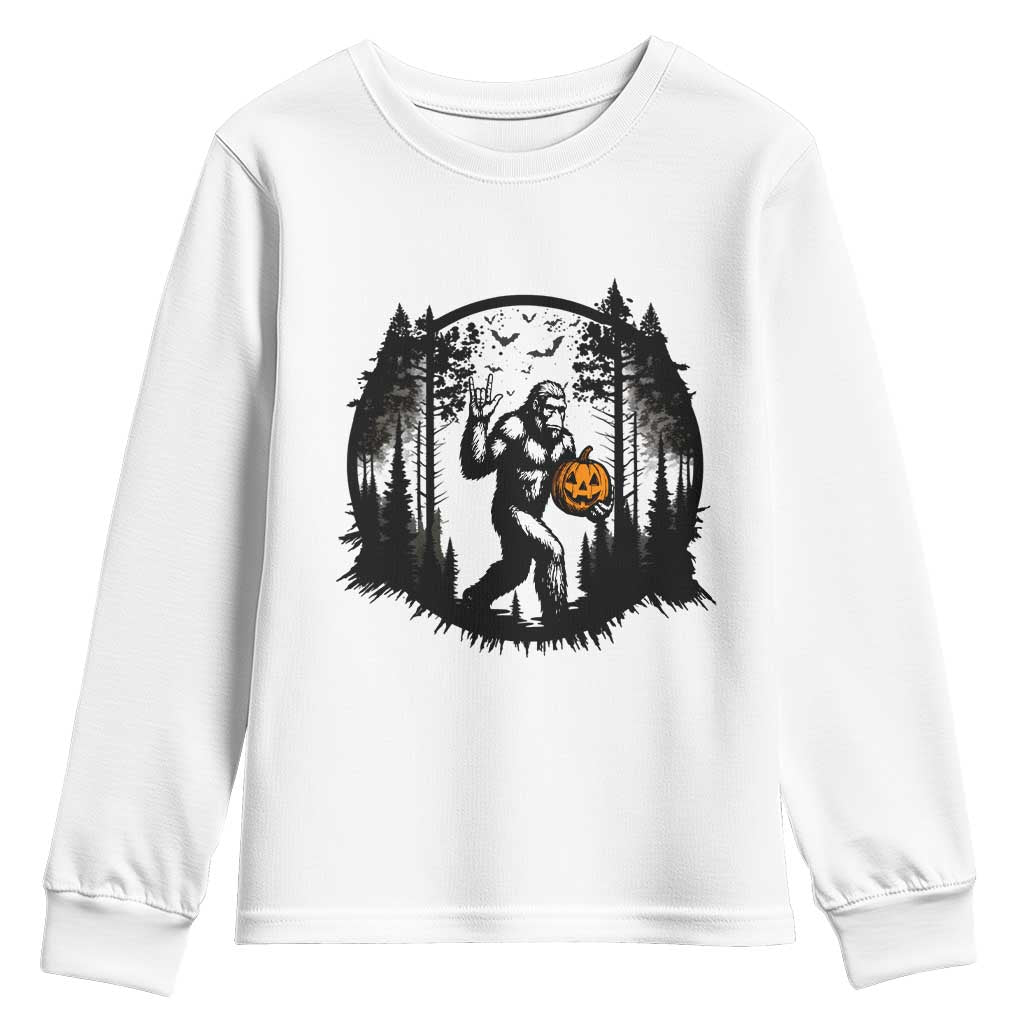 Funny Halloween Bigfoot With Jack O Lantern Youth Sweatshirt - Wonder Print Shop