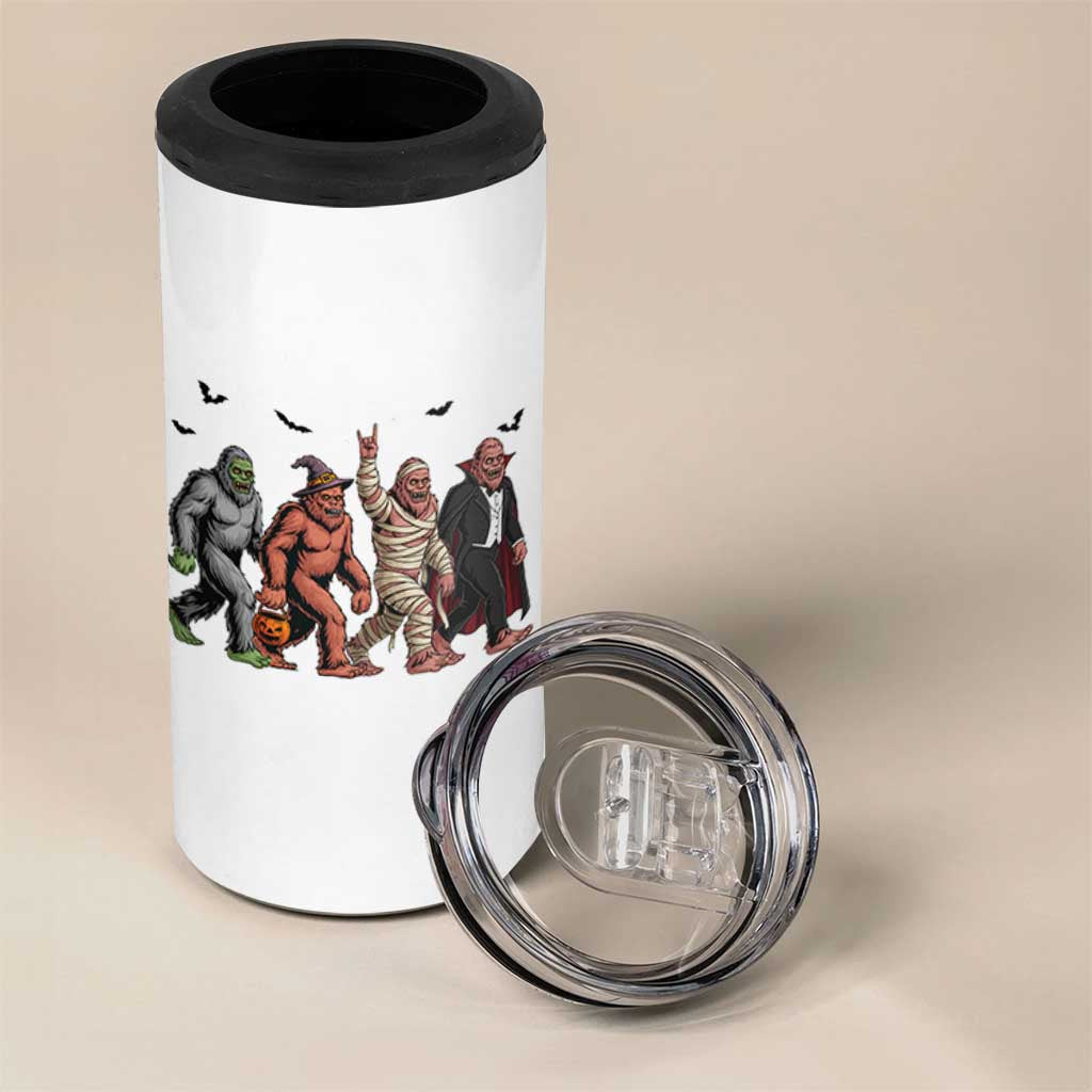 Funny Halloween 4 in 1 Can Cooler Tumbler Bigfoot Monster Cosplay Characters