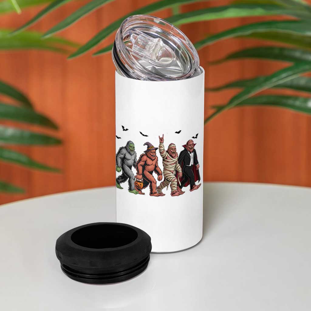 Funny Halloween 4 in 1 Can Cooler Tumbler Bigfoot Monster Cosplay Characters