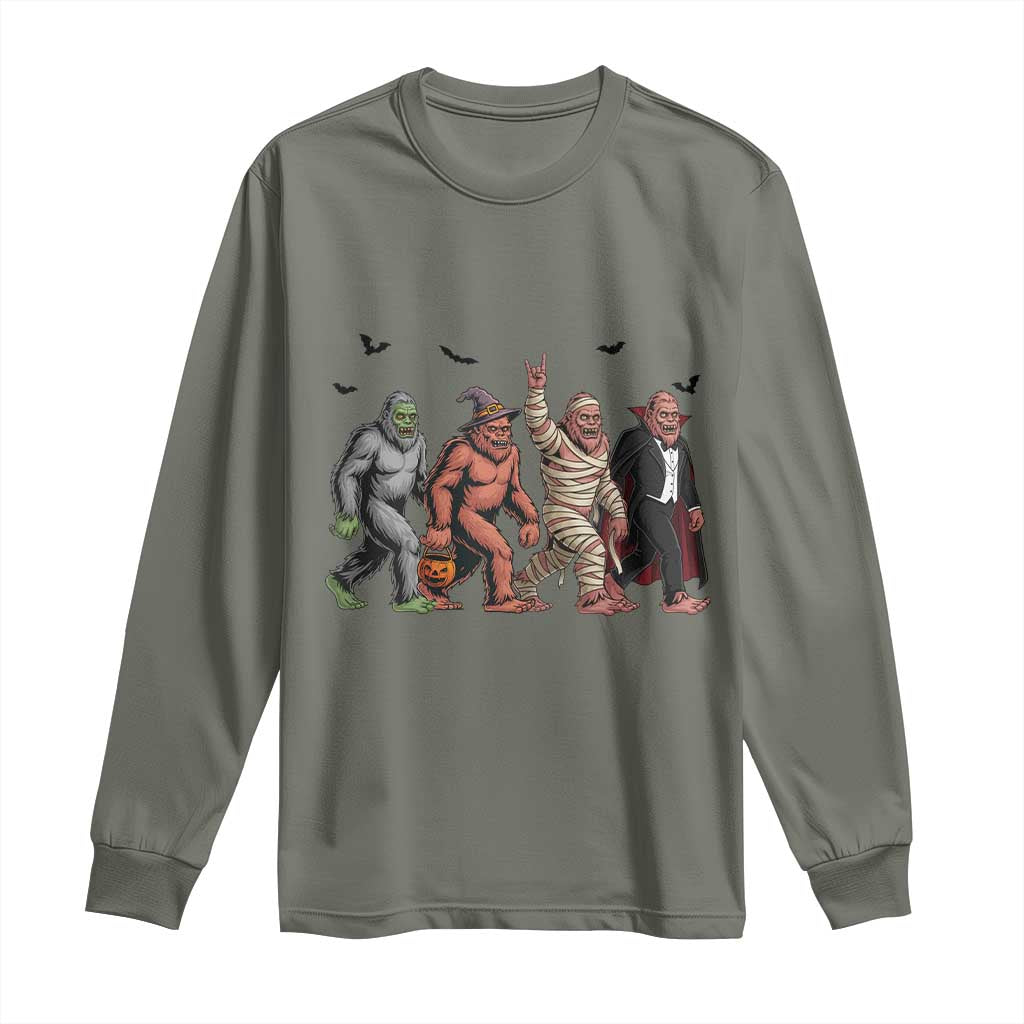 Funny Halloween Long Sleeve Shirt Bigfoot Monster Cosplay Characters - Wonder Print Shop