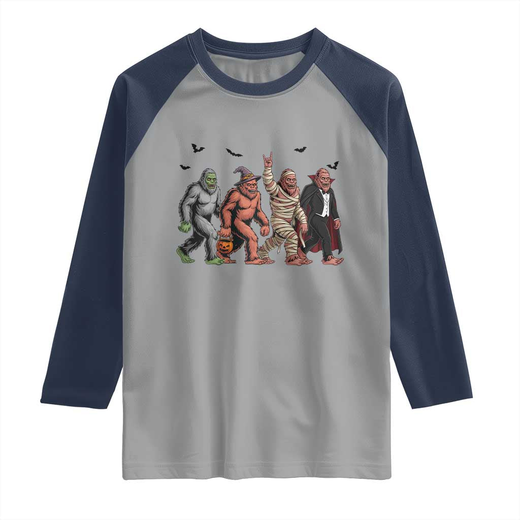 Funny Halloween Raglan Shirt Bigfoot Monster Cosplay Characters - Wonder Print Shop