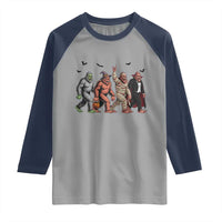 Funny Halloween Raglan Shirt Bigfoot Monster Cosplay Characters - Wonder Print Shop