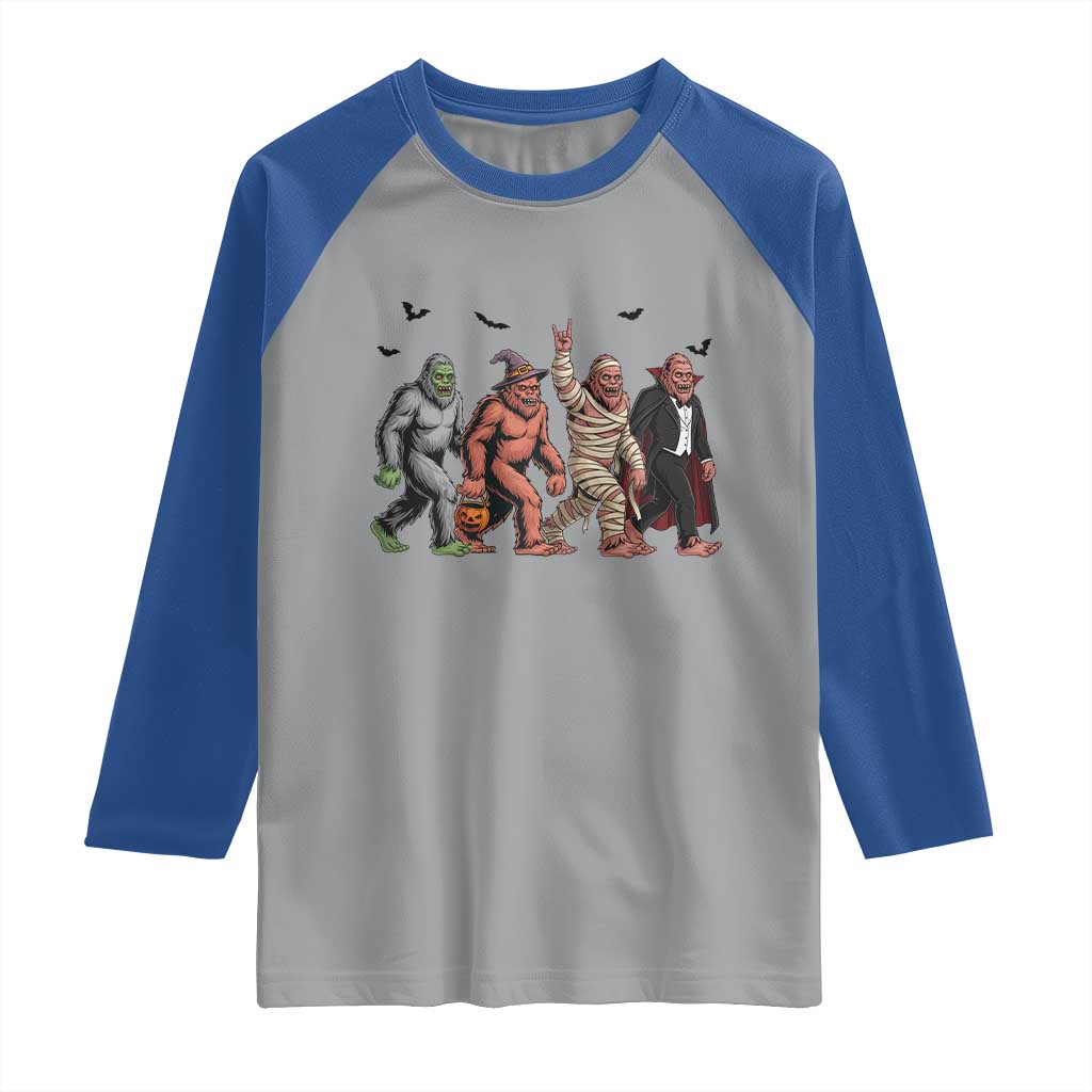 Funny Halloween Raglan Shirt Bigfoot Monster Cosplay Characters - Wonder Print Shop