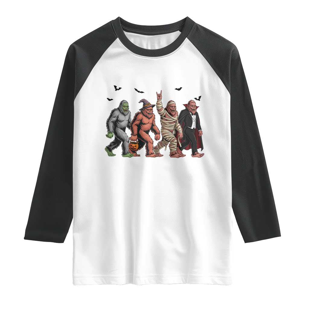 Funny Halloween Raglan Shirt Bigfoot Monster Cosplay Characters - Wonder Print Shop