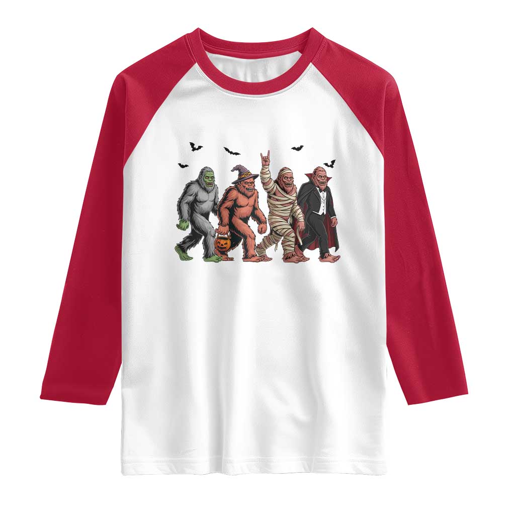 Funny Halloween Raglan Shirt Bigfoot Monster Cosplay Characters - Wonder Print Shop