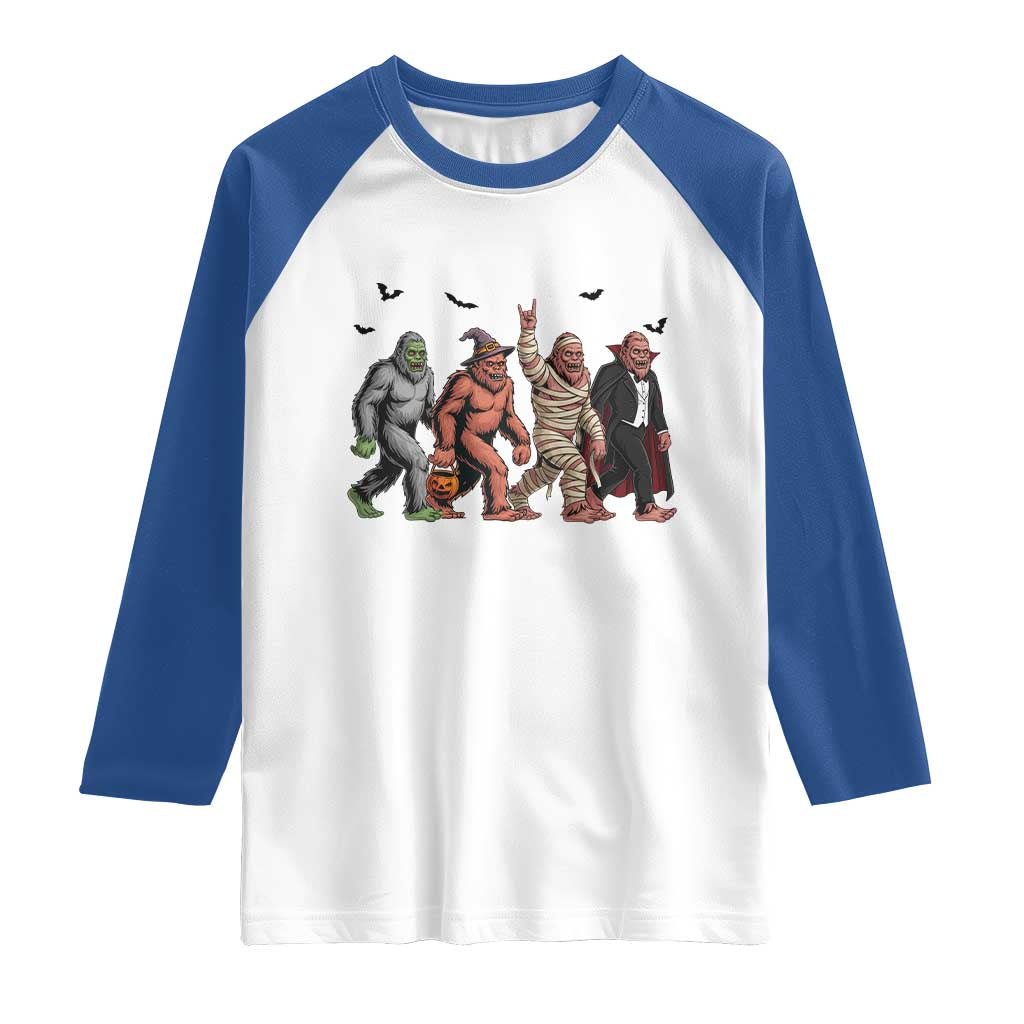 Funny Halloween Raglan Shirt Bigfoot Monster Cosplay Characters - Wonder Print Shop