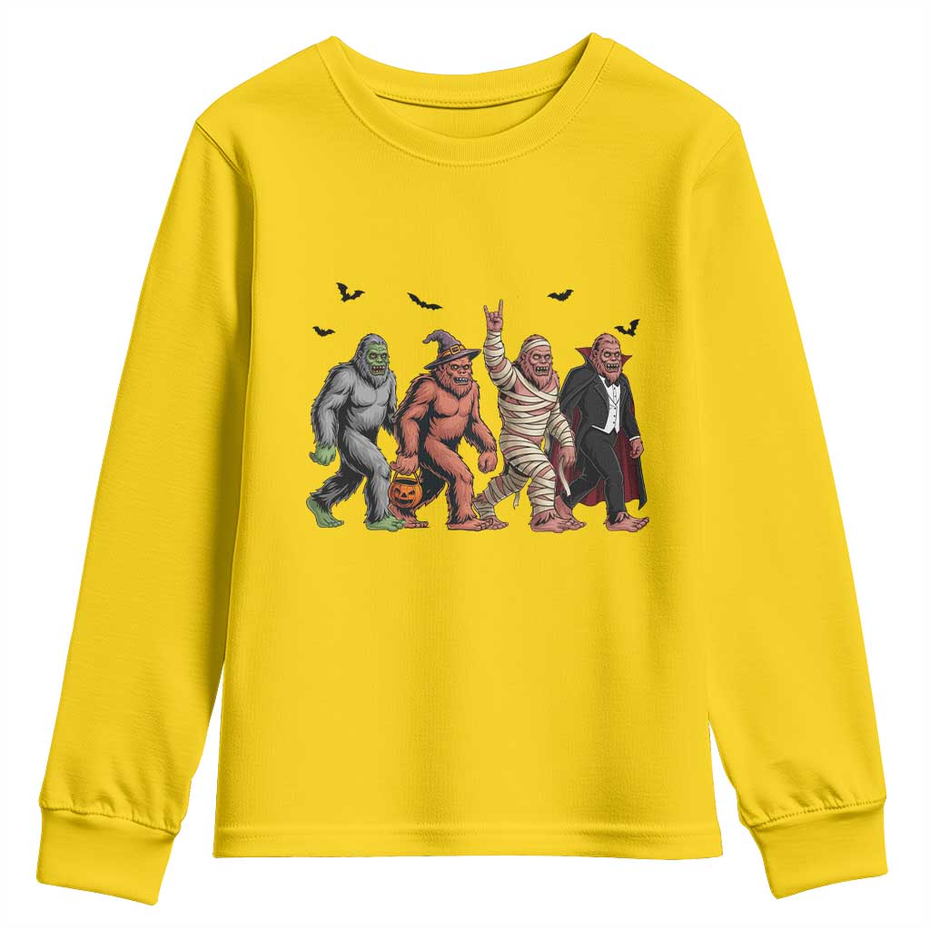Funny Halloween Youth Sweatshirt Bigfoot Monster Cosplay Characters - Wonder Print Shop