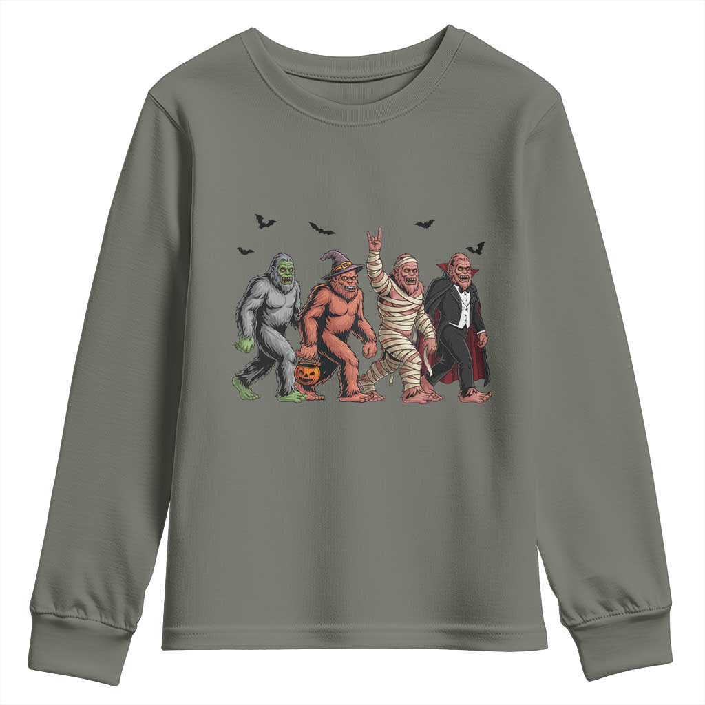 Funny Halloween Youth Sweatshirt Bigfoot Monster Cosplay Characters - Wonder Print Shop