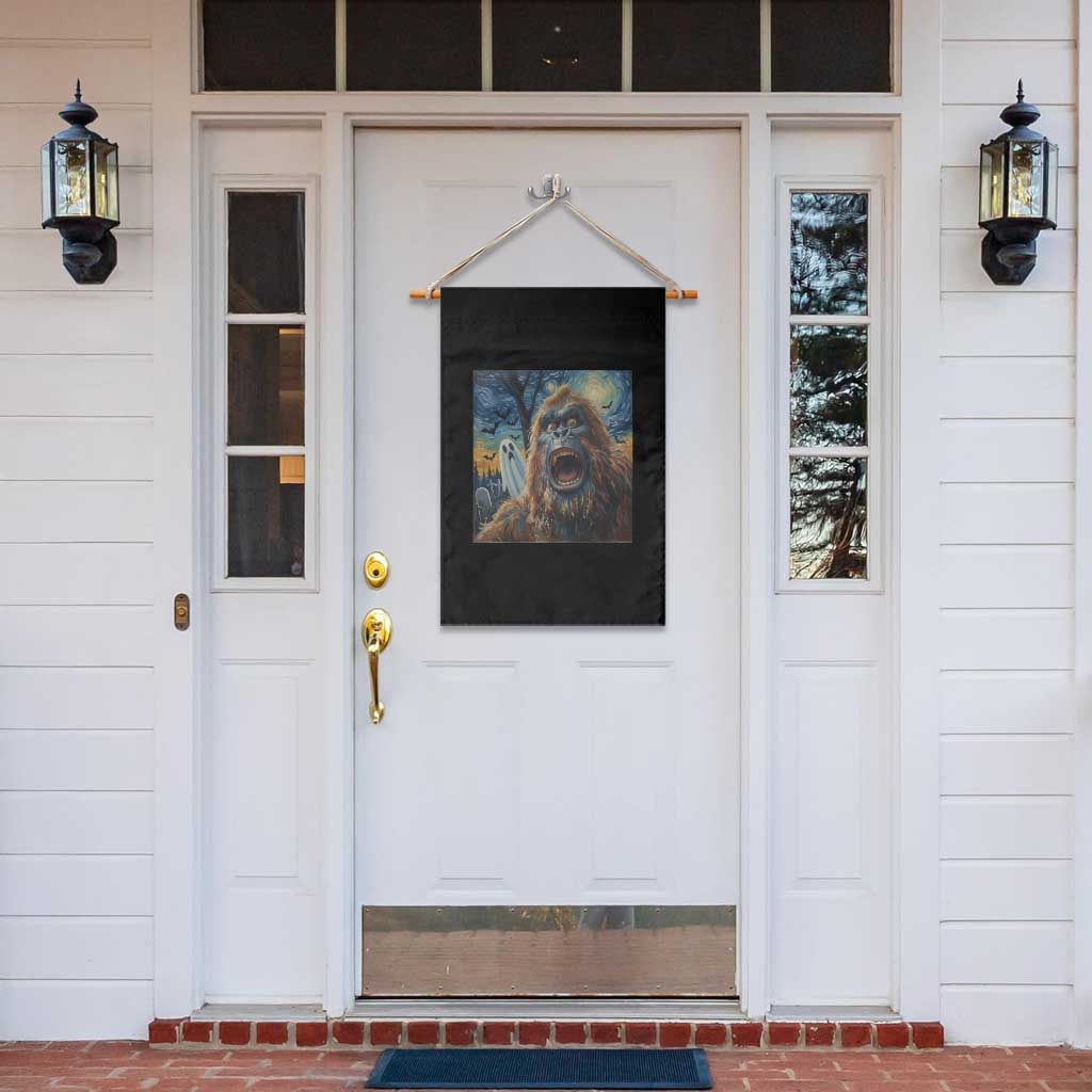 Funny Halloween Garden Flag Bigfoot Selfie With Ghost Starry Night Art - Wonder Print Shop
