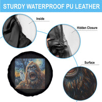 Funny Halloween Spare Tire Cover Bigfoot Selfie With Ghost Starry Night Art - Wonder Print Shop
