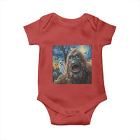 Funny Halloween Baby Onesie Bigfoot Selfie With Ghost Starry Night Art - Wonder Print Shop