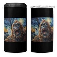 Funny Halloween 4 in 1 Can Cooler Tumbler Bigfoot Selfie With Ghost Starry Night Art