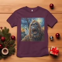 Funny Halloween T Shirt Bigfoot Selfie With Ghost Starry Night Art - Wonder Print Shop