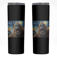Funny Halloween Skinny Tumbler Bigfoot Selfie With Ghost Starry Night Art