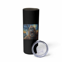 Funny Halloween Skinny Tumbler Bigfoot Selfie With Ghost Starry Night Art
