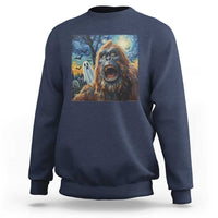 Funny Halloween Sweatshirt Bigfoot Selfie With Ghost Starry Night Art - Wonder Print Shop