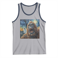 Funny Halloween Tank Top Bigfoot Selfie With Ghost Starry Night Art - Wonder Print Shop